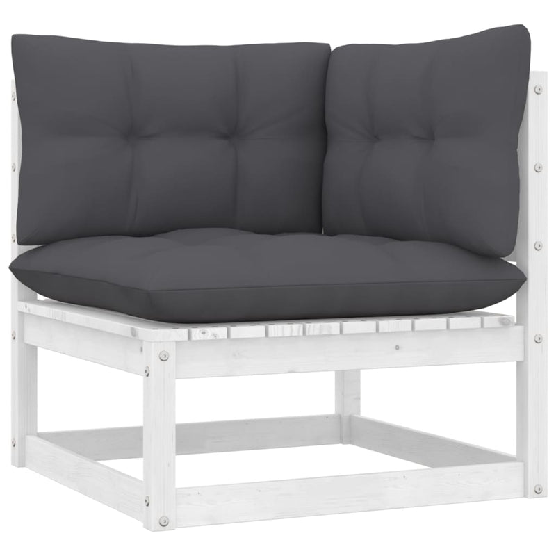 9 Piece Garden Lounge Set with Cushions White Solid Pinewood Payday Deals