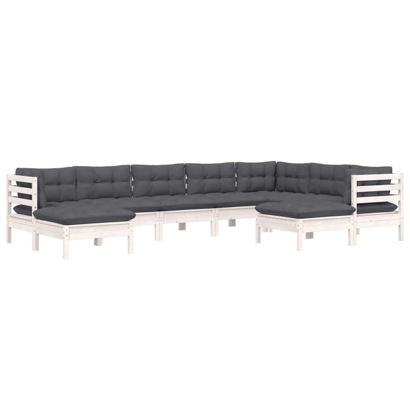 9 Piece Garden Lounge Set with Cushions White Solid Pinewood Payday Deals