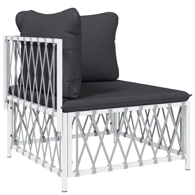 9 Piece Garden Lounge Set with Cushions White Steel Payday Deals