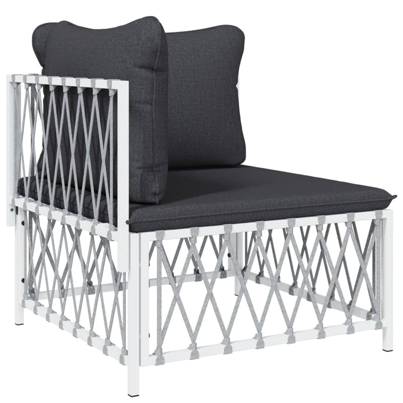 9 Piece Garden Lounge Set with Cushions White Steel Payday Deals