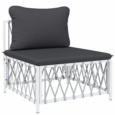 9 Piece Garden Lounge Set with Cushions White Steel Payday Deals