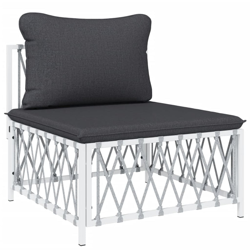 9 Piece Garden Lounge Set with Cushions White Steel Payday Deals