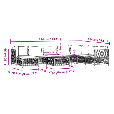 9 Piece Garden Lounge Set with Cushions White Steel Payday Deals