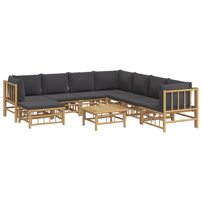 9 Piece Garden Lounge Set with Dark Grey Cushions  Bamboo Payday Deals