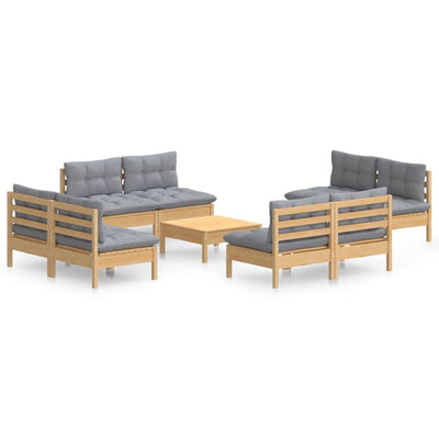 9 Piece Garden Lounge Set with Grey Cushions Pinewood Payday Deals