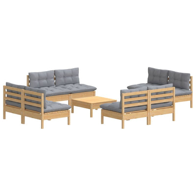 9 Piece Garden Lounge Set with Grey Cushions Pinewood Payday Deals