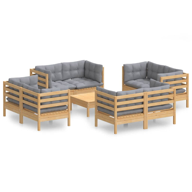 9 Piece Garden Lounge Set with Grey Cushions Pinewood Payday Deals