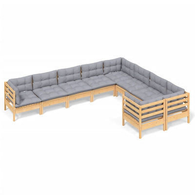 9 Piece Garden Lounge Set with Grey Cushions Pinewood Payday Deals