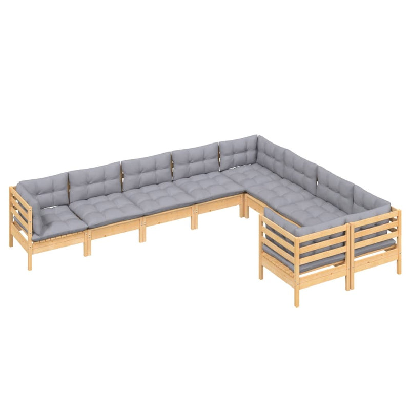9 Piece Garden Lounge Set with Grey Cushions Pinewood Payday Deals