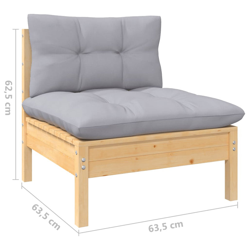 9 Piece Garden Lounge Set with Grey Cushions Solid Pinewood Payday Deals
