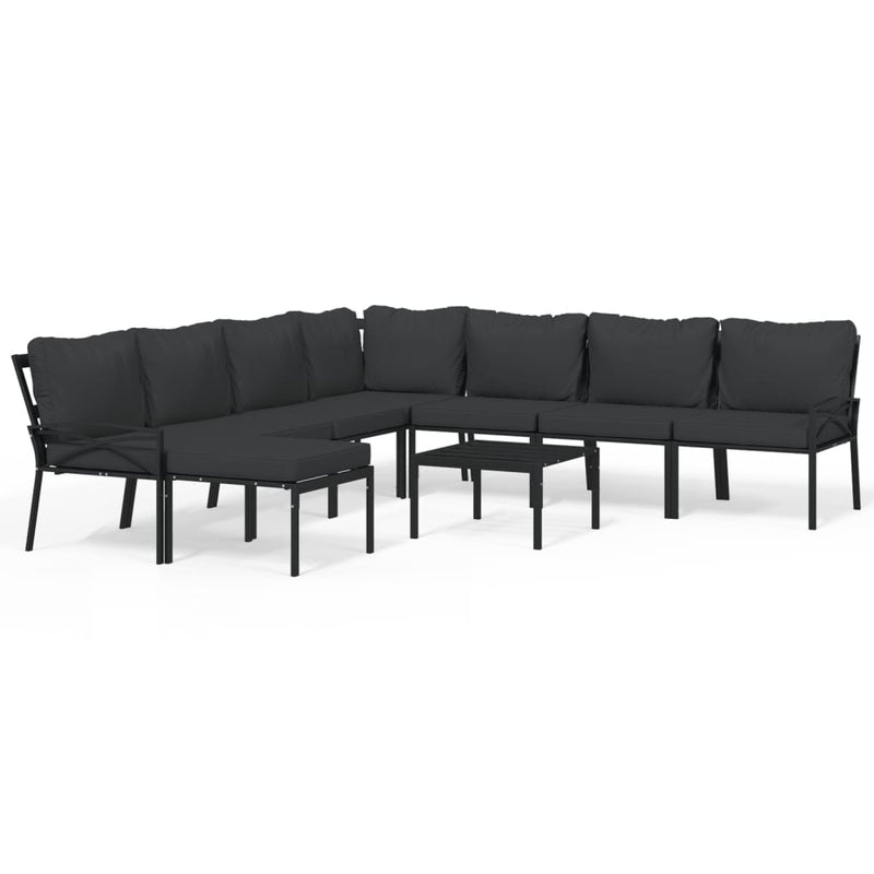 9 Piece Garden Lounge Set with Grey Cushions Steel Payday Deals