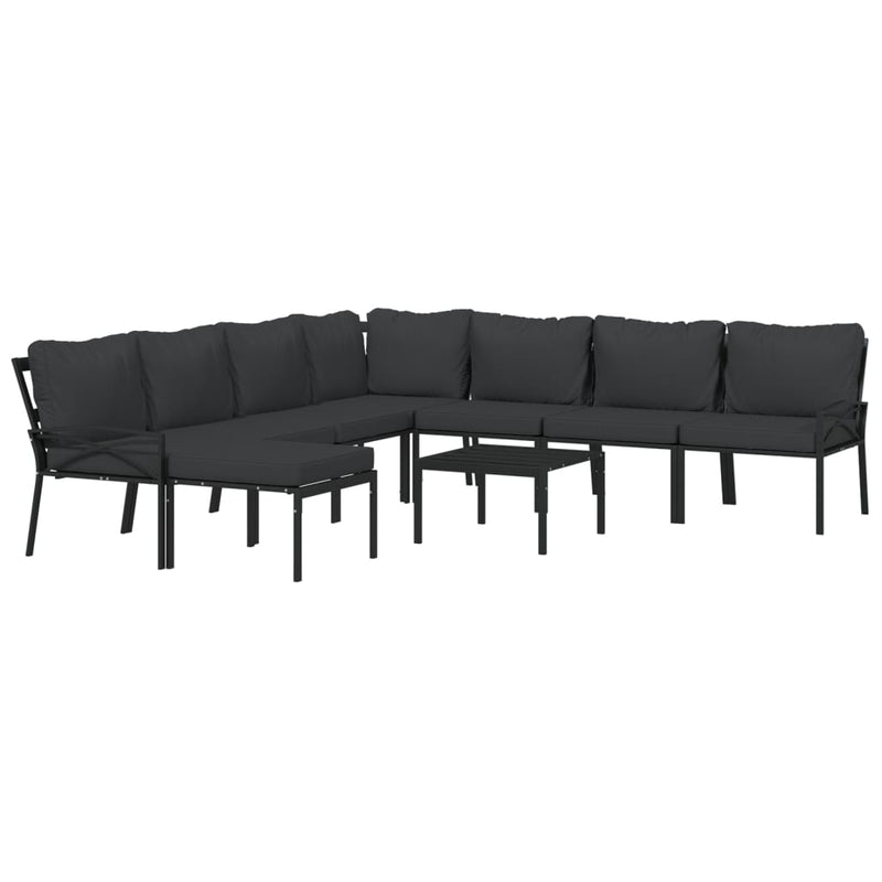 9 Piece Garden Lounge Set with Grey Cushions Steel Payday Deals