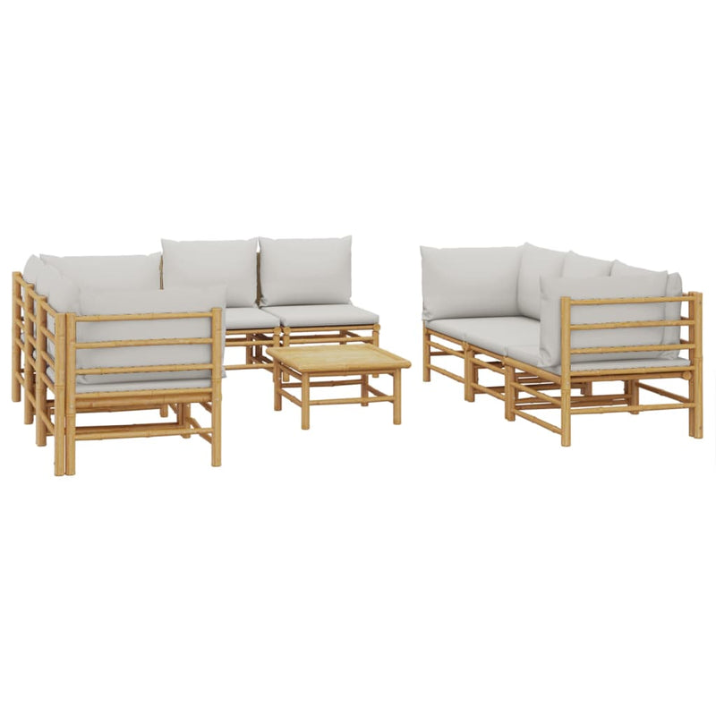 9 Piece Garden Lounge Set with Light Grey Cushions Bamboo Payday Deals