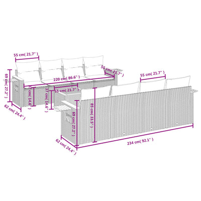 9 Piece Garden Sofa Set with Cushions Beige Poly Rattan Payday Deals