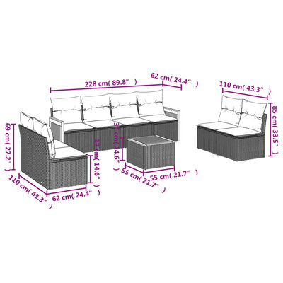 9 Piece Garden Sofa Set with Cushions Beige Poly Rattan Payday Deals