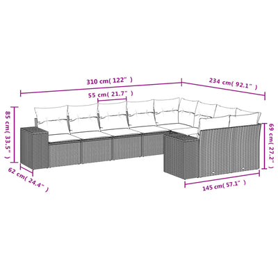 9 Piece Garden Sofa Set with Cushions Beige Poly Rattan Payday Deals