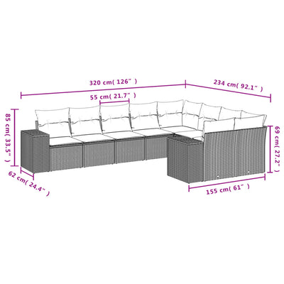 9 Piece Garden Sofa Set with Cushions Beige Poly Rattan Payday Deals