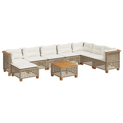 9 Piece Garden Sofa Set with Cushions Beige Poly Rattan Payday Deals