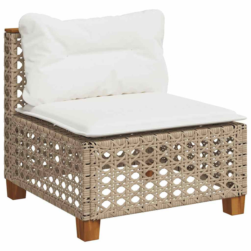 9 Piece Garden Sofa Set with Cushions Beige Poly Rattan Payday Deals