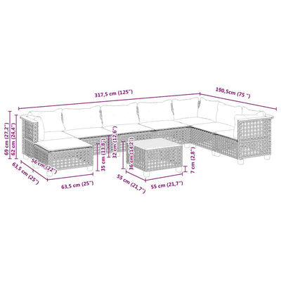 9 Piece Garden Sofa Set with Cushions Beige Poly Rattan Payday Deals