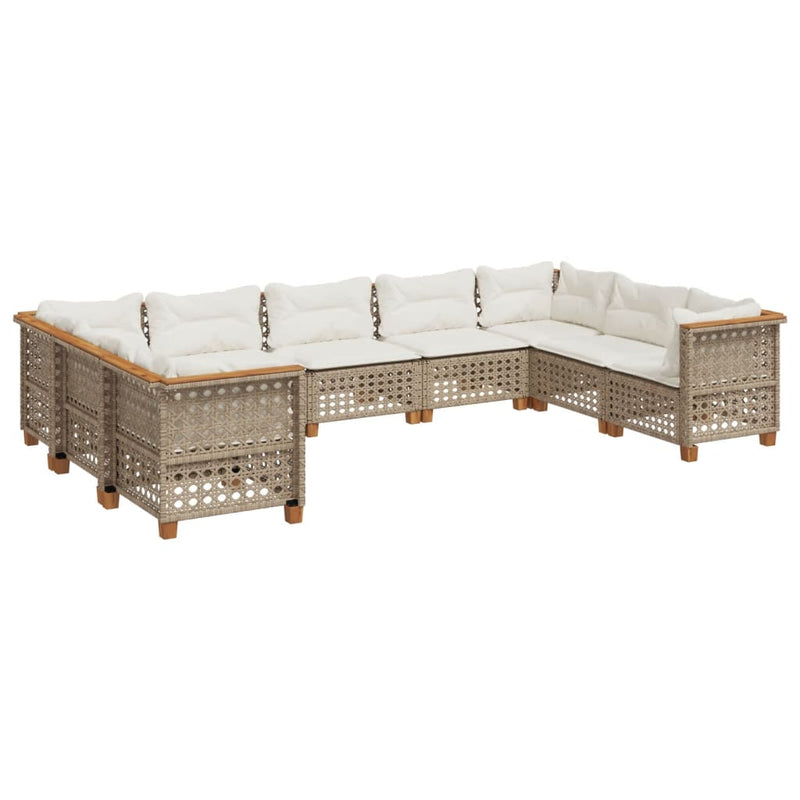 9 Piece Garden Sofa Set with Cushions Beige Poly Rattan Payday Deals