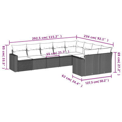 9 Piece Garden Sofa Set with Cushions Black Poly Rattan Payday Deals
