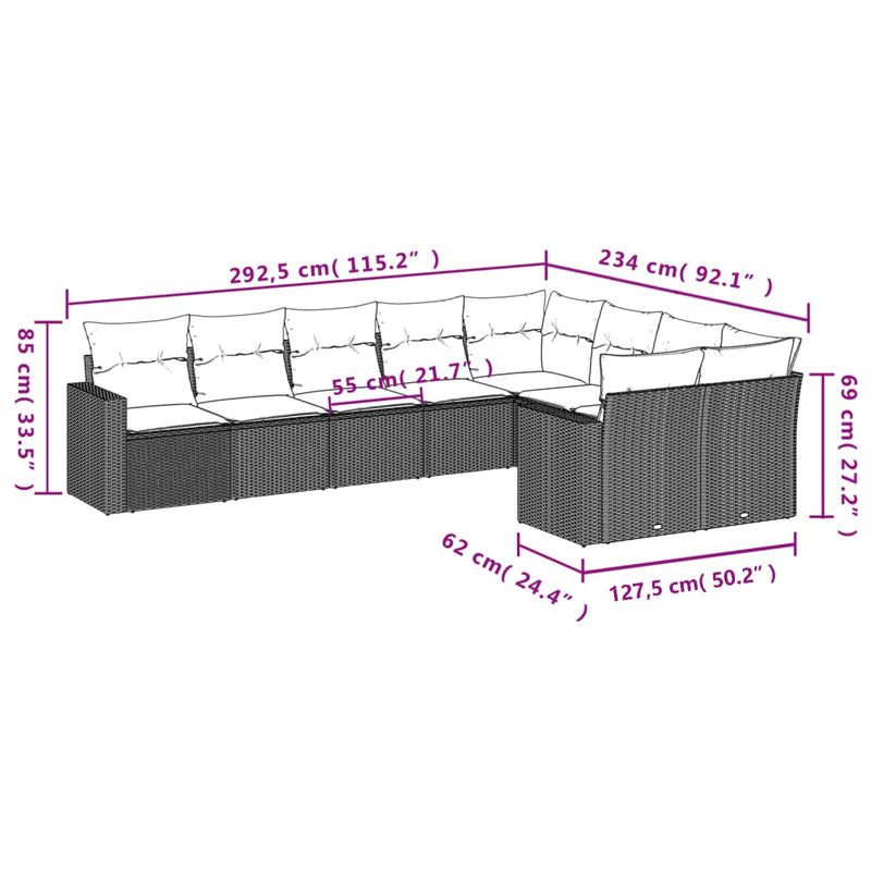 9 Piece Garden Sofa Set with Cushions Black Poly Rattan Payday Deals