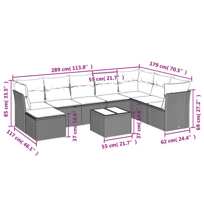 9 Piece Garden Sofa Set with Cushions Black Poly Rattan Payday Deals