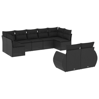 9 Piece Garden Sofa Set with Cushions Black Poly Rattan Payday Deals