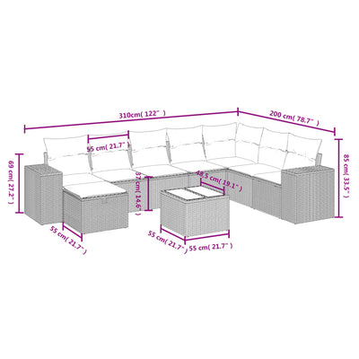 9 Piece Garden Sofa Set with Cushions Black Poly Rattan Payday Deals