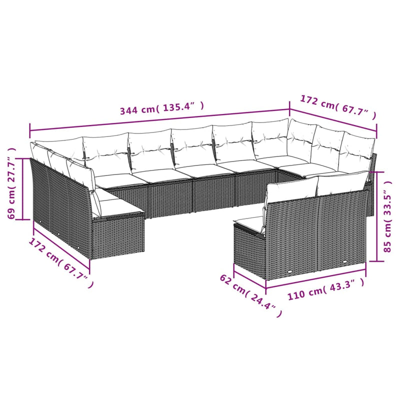 9 Piece Garden Sofa Set with Cushions Black Poly Rattan Payday Deals