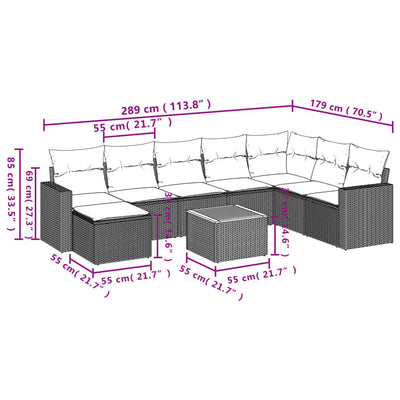 9 Piece Garden Sofa Set with Cushions Black Poly Rattan Payday Deals