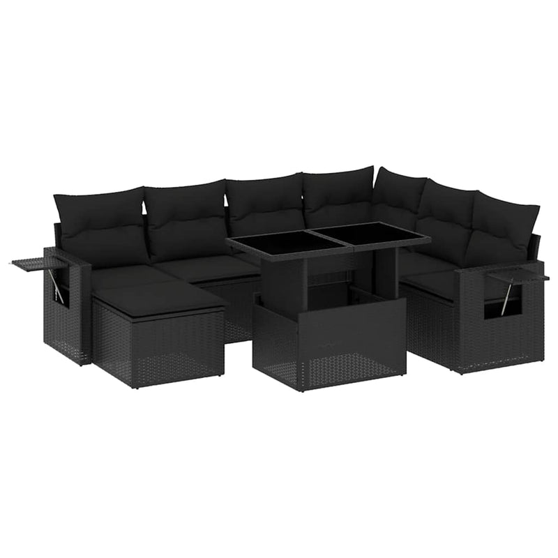 9 Piece Garden Sofa Set with Cushions Black Poly Rattan Payday Deals