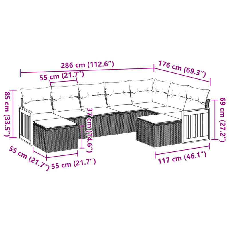 9 Piece Garden Sofa Set with Cushions Black Poly Rattan Payday Deals