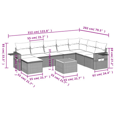 9 Piece Garden Sofa Set with Cushions Black Poly Rattan Payday Deals