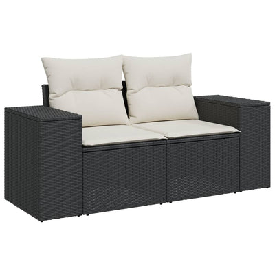 9 Piece Garden Sofa Set with Cushions Black Poly Rattan Payday Deals