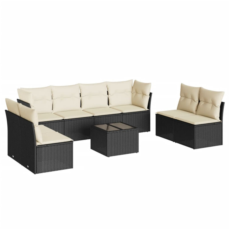 9 Piece Garden Sofa Set with Cushions Black Poly Rattan Payday Deals