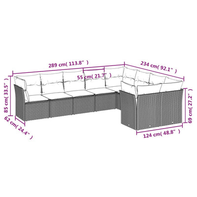 9 Piece Garden Sofa Set with Cushions Black Poly Rattan Payday Deals