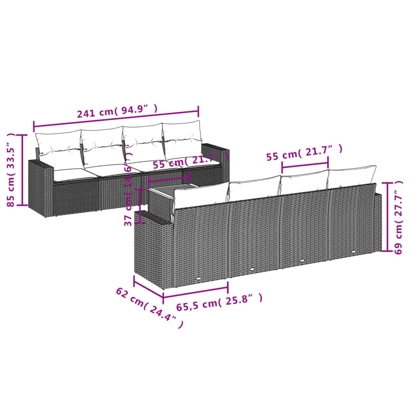 9 Piece Garden Sofa Set with Cushions Black Poly Rattan Payday Deals