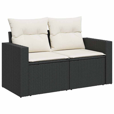 9 Piece Garden Sofa Set with Cushions Black Poly Rattan Payday Deals