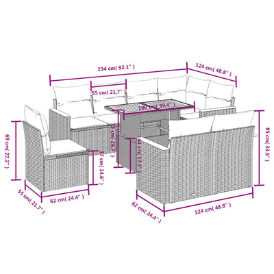 9 Piece Garden Sofa Set with Cushions Black Poly Rattan Payday Deals