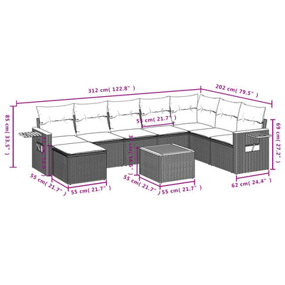 9 Piece Garden Sofa Set with Cushions Black Poly Rattan Payday Deals