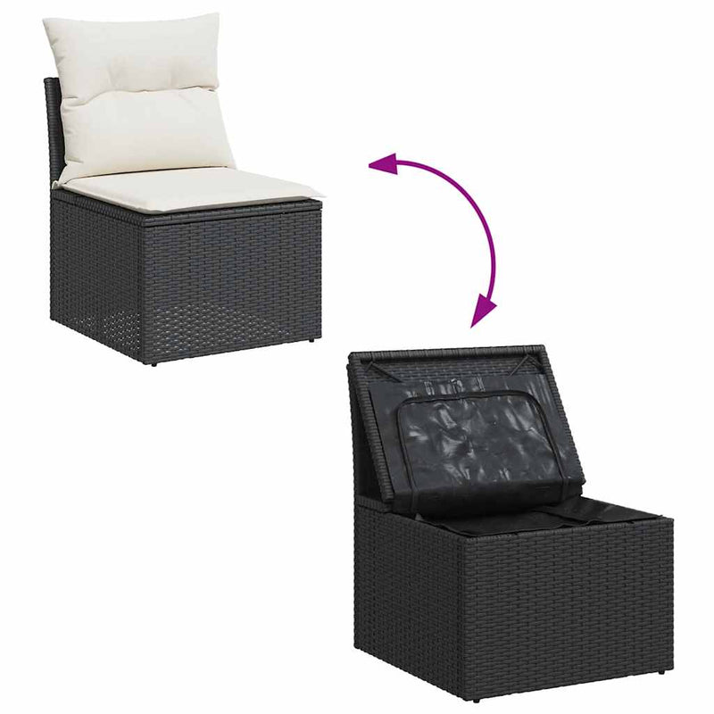9 Piece Garden Sofa Set with Cushions Black Poly Rattan Payday Deals