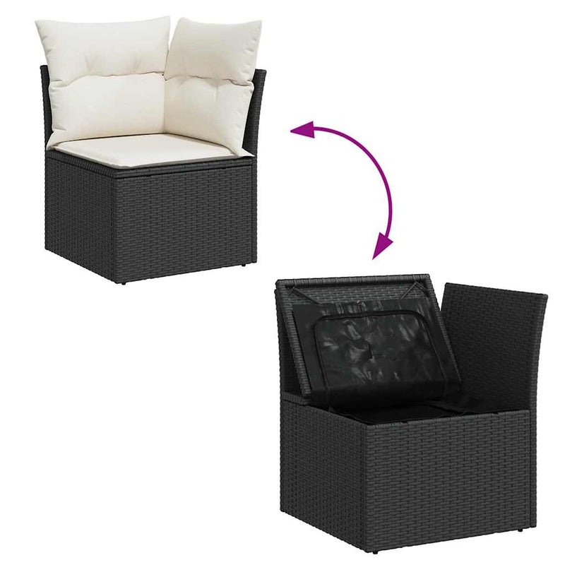 9 Piece Garden Sofa Set with Cushions Black Poly Rattan Payday Deals