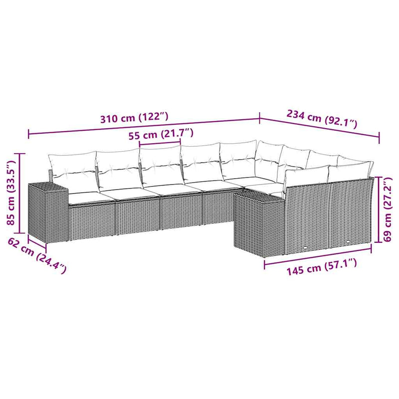 9 Piece Garden Sofa Set with Cushions Black Poly Rattan Payday Deals
