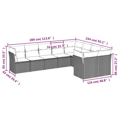 9 Piece Garden Sofa Set with Cushions Black Poly Rattan Payday Deals