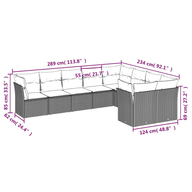 9 Piece Garden Sofa Set with Cushions Black Poly Rattan Payday Deals