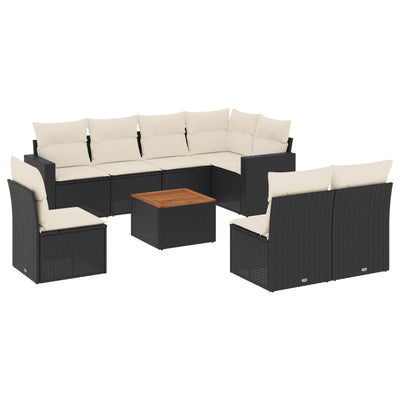 9 Piece Garden Sofa Set with Cushions Black Poly Rattan Payday Deals
