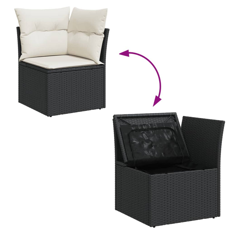 9 Piece Garden Sofa Set with Cushions Black Poly Rattan Payday Deals