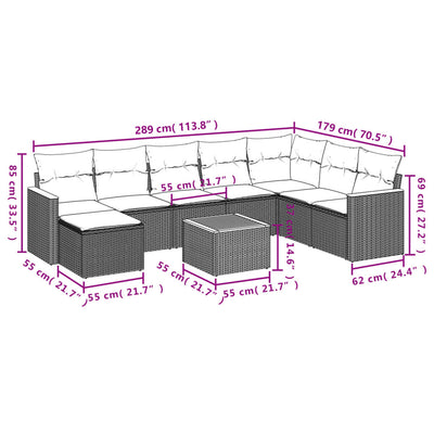 9 Piece Garden Sofa Set with Cushions Black Poly Rattan Payday Deals